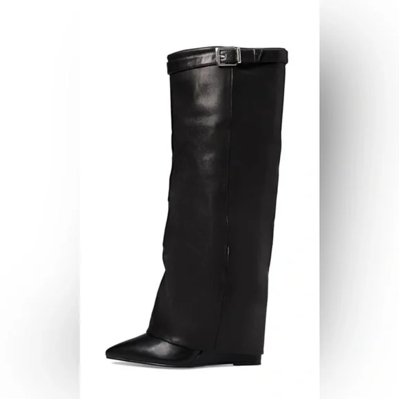 Brand New Steve Madden Corenne Leather Wedge Heel Knee High Boots Women's Boots - Picture 2 of 4